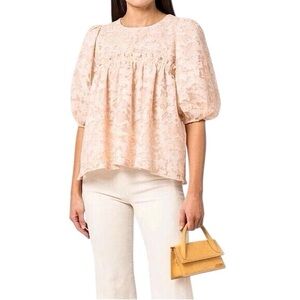 STINE GOYA Lace Puff Sleeve Blouse - Light Pink